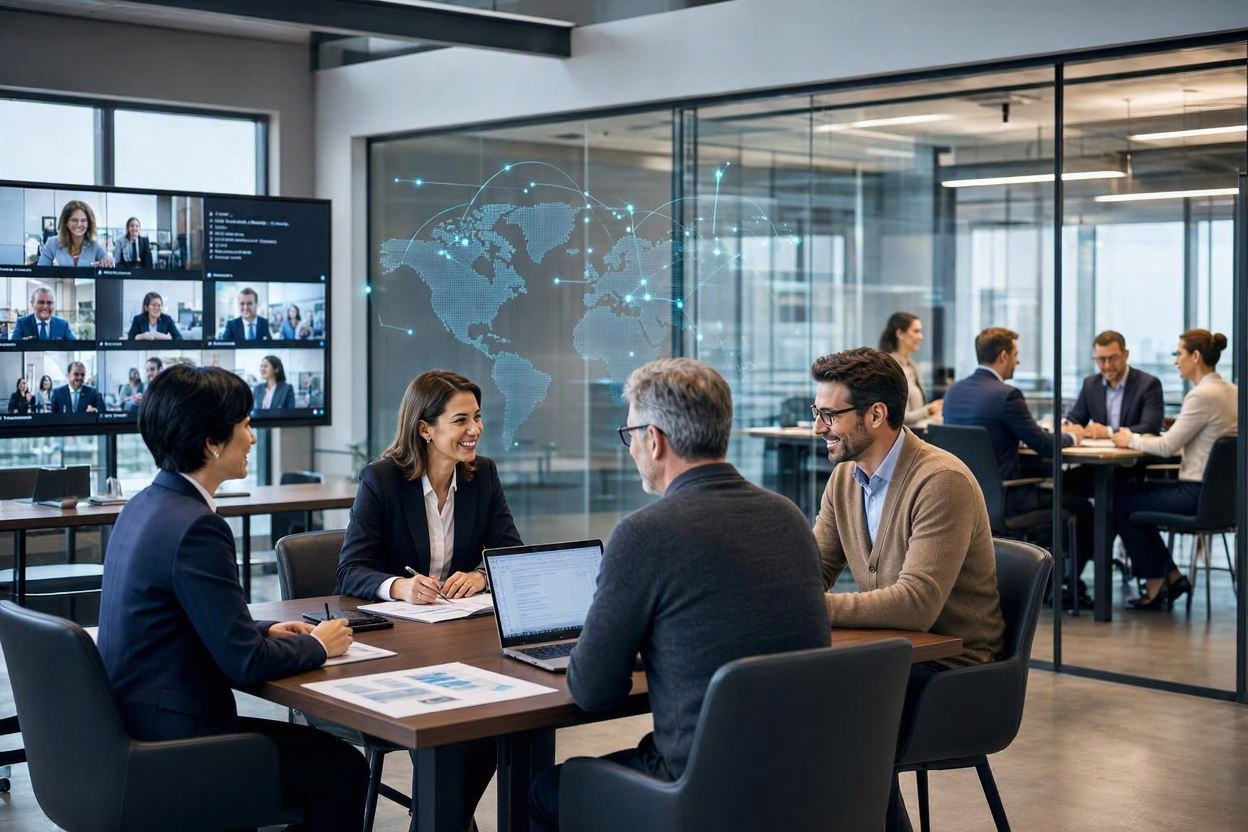 International technology and insurance teams collaborating across markets.